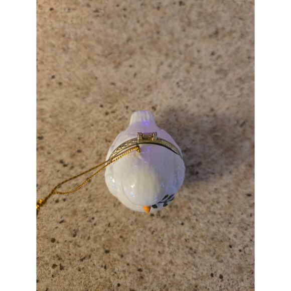 Porcelain Hinged Hanging Dove Trinket Box Christmas Ornament - Picture 5 of 10